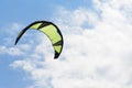 Kiteboarding kite close-up blue sky with clouds in background