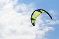 Kiteboarding kite close-up blue sky with clouds in background. Royalty Free Stock Photo