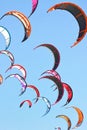 Kiteboarding kites in the sky Royalty Free Stock Photo