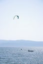 OMIS, CROATIA, SEPTEMBER 18, 2020 - Tourists enjoying kitesurfing during a windy sunny day in Omis Resort, Croatia. Royalty Free Stock Photo