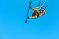 Kiteboarding, Kitesurfing. Extreme Water Sports. Surfer Air Action Summer Hobby Royalty Free Stock Photo