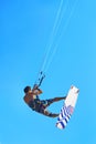 Kiteboarding, Kitesurfing. Extreme Water Sports. Surfer Air Action Summer Hobby Royalty Free Stock Photo