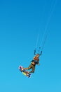 Kiteboarding, Kitesurfing. Extreme Water Sports. Surfer Air Action Summer Hobby Royalty Free Stock Photo