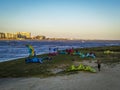 Kiteboarding at pocitos beach, montevideo, uruguay