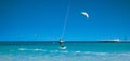 The kiter gliding over the Red sea surface.