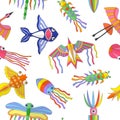 Kites pattern. Colored cartoon flying funny kites. Vector seamless background Royalty Free Stock Photo