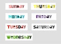 Weekdays names vector typography design. background art for wall paper.