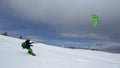 Kiteskiing in Martinske hole, Mala Fatra, Slovakia Royalty Free Stock Photo