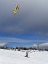 Kiteskiing in Martinske hole, Mala Fatra, Slovakia Royalty Free Stock Photo