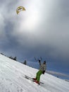 Kiteskiing in Martinske hole, Mala Fatra, Slovakia Royalty Free Stock Photo