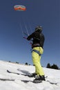 Kiteskiing in Martinske hole, Mala Fatra, Slovakia Royalty Free Stock Photo