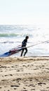 Kitesurf athlete on the beach of Castelldefels