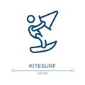 Kitesurf icon. Linear vector illustration from surf collection. Outline kitesurf icon vector. Thin line symbol for use on web and