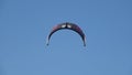 Kitesurf kite against clear sky. Kite flying in air scenic background.