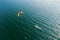 Kitesurfer in action, aerial Royalty Free Stock Photo