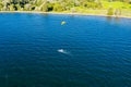 Kitesurfer in action, aerial Royalty Free Stock Photo