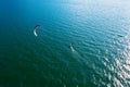 Kitesurfer in action, aerial Royalty Free Stock Photo