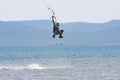 Kitesurfer doing a trick