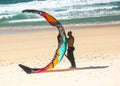 Kitesurfer and its kite almost ready to start training Royalty Free Stock Photo