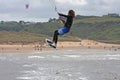 Kitesurfer jumping