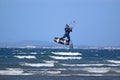 Kitesurfer riding off Barassie Beach, Troon