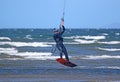 Kitesurfer riding off Barassie Beach, Troon