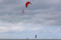 Kitesurfer jumping in the sea