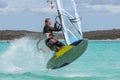 Windsurfer jumping Royalty Free Stock Photo