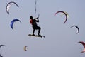 Kitesurfer and kites