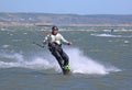 Kitesurfer riding at speed