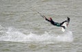 Kitesurfer stunts