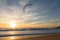 Kitesurfer at sunset in Tarifa, Spain Royalty Free Stock Photo