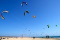 Kitesurfers beach kites