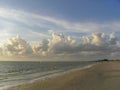 Kitesurfers on IJsselmeer Lake coast Royalty Free Stock Photo