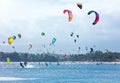 Kitesurfers enjoying wind power on Bulabog beach