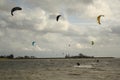 Kite surfers lake