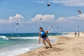 Kitesurfers on the Milos beach in Lefkada, Greece Royalty Free Stock Photo