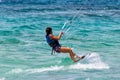 Kitesurfers on the Milos beach in Lefkada, Greece Royalty Free Stock Photo