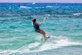 Kitesurfers on the Milos beach in Lefkada, Greece Royalty Free Stock Photo