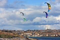 Kitesurfers in Portland harbour