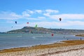 Kitesurfers in Portland Harbour