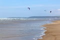 Kitesurfers at Westward Ho beach, Devon