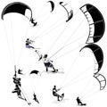 Kitesurfers on white