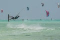 Kitesurfers - Zanzibar. Tanzania. Africa. Royalty Free Stock Photo