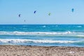 Kitesurfing on the Adriatic sea in Ulcinj, Montenegro, Europe