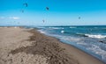 Kitesurfing on the Adriatic sea in Ulcinj, Montenegro, Europe