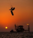 Kitesurfing against Offshore Jack Up