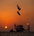 Kitesurfing against Offshore Jack Up