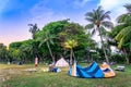 Camping along seaside of East Coast Park, Singapore.