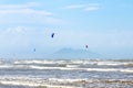 Kitesurfing on beach Rasa in Armacao dos Buzios near Rio de Jane Royalty Free Stock Photo